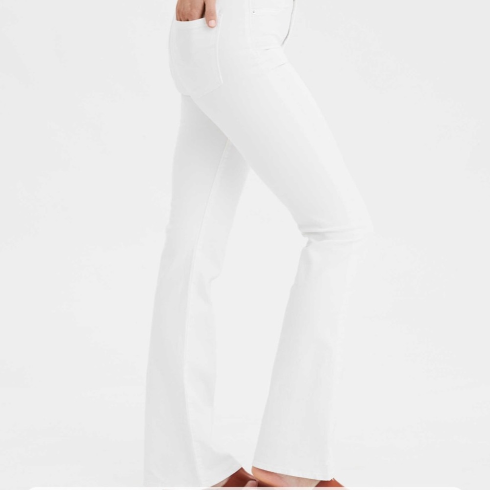 American Eagle Highest Rise White Flare Jeans